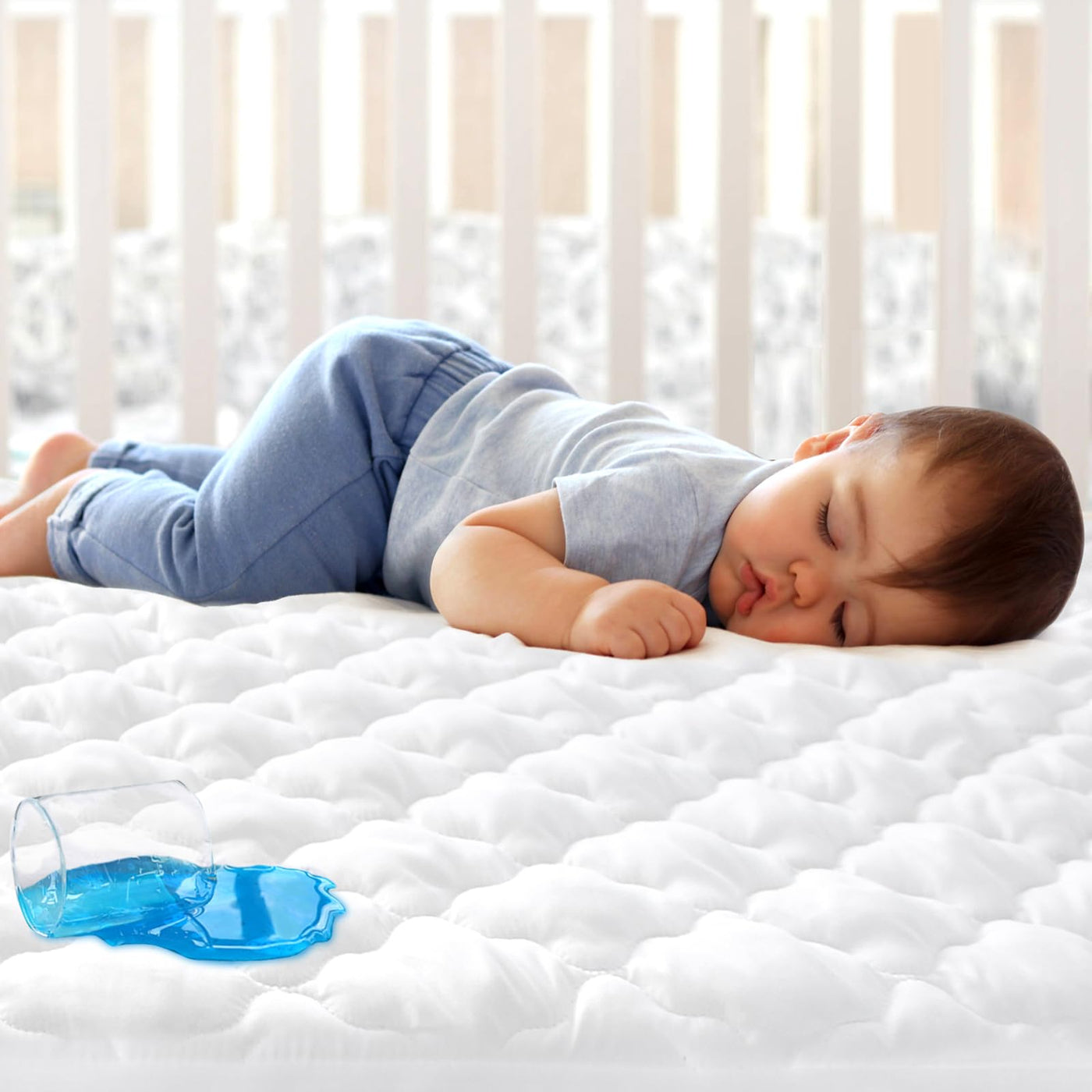 Waterproof Crib Mattress Protector - White