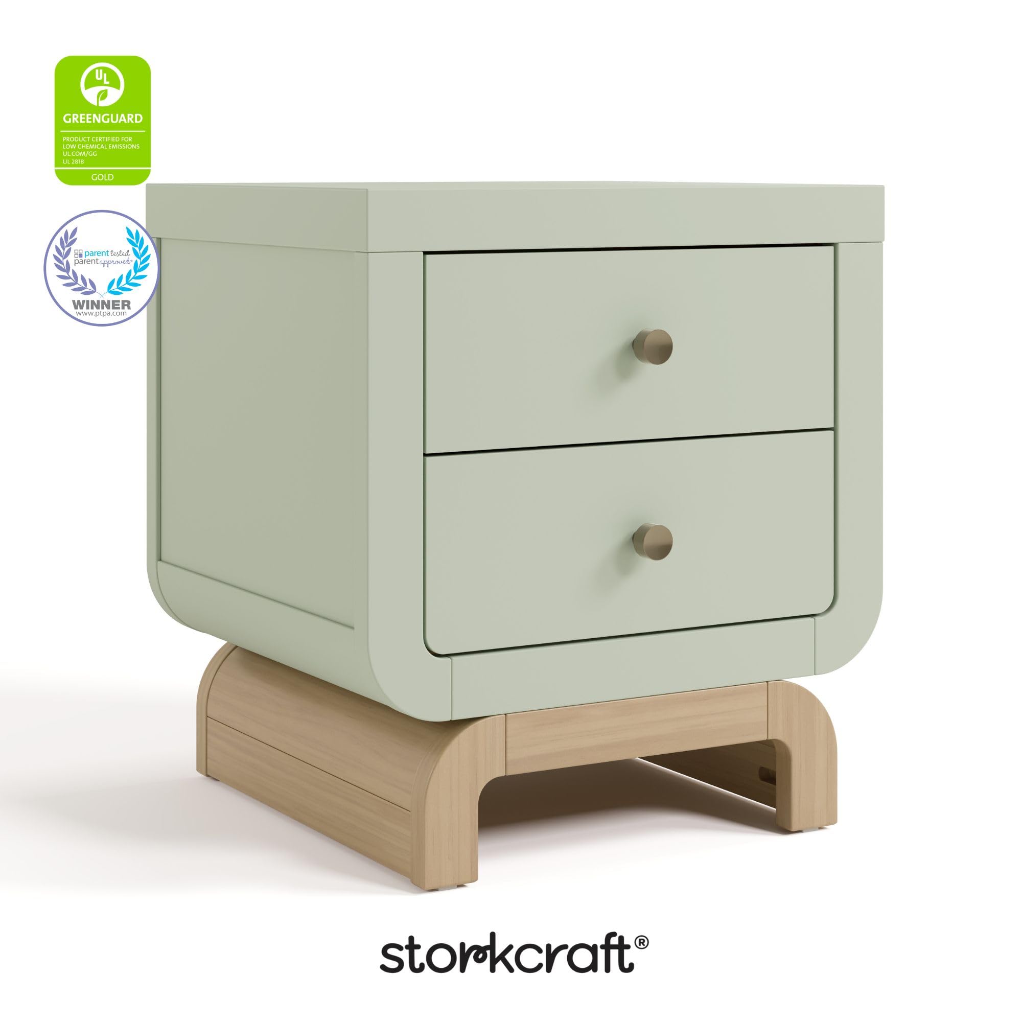 2-Drawer Kids Nightstand - Sage & Driftwood