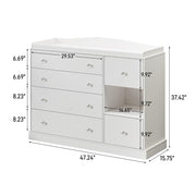 Kids 6-Drawer Dresser & Changing Table - White