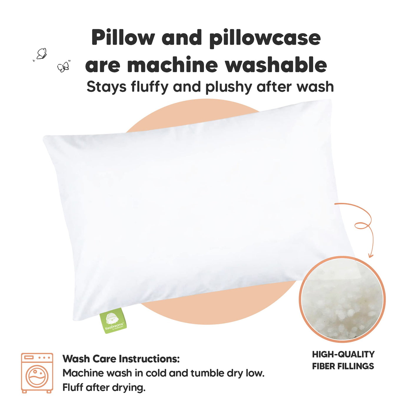Organic Cotton Toddler Pillow with Pillowcase - Soft White