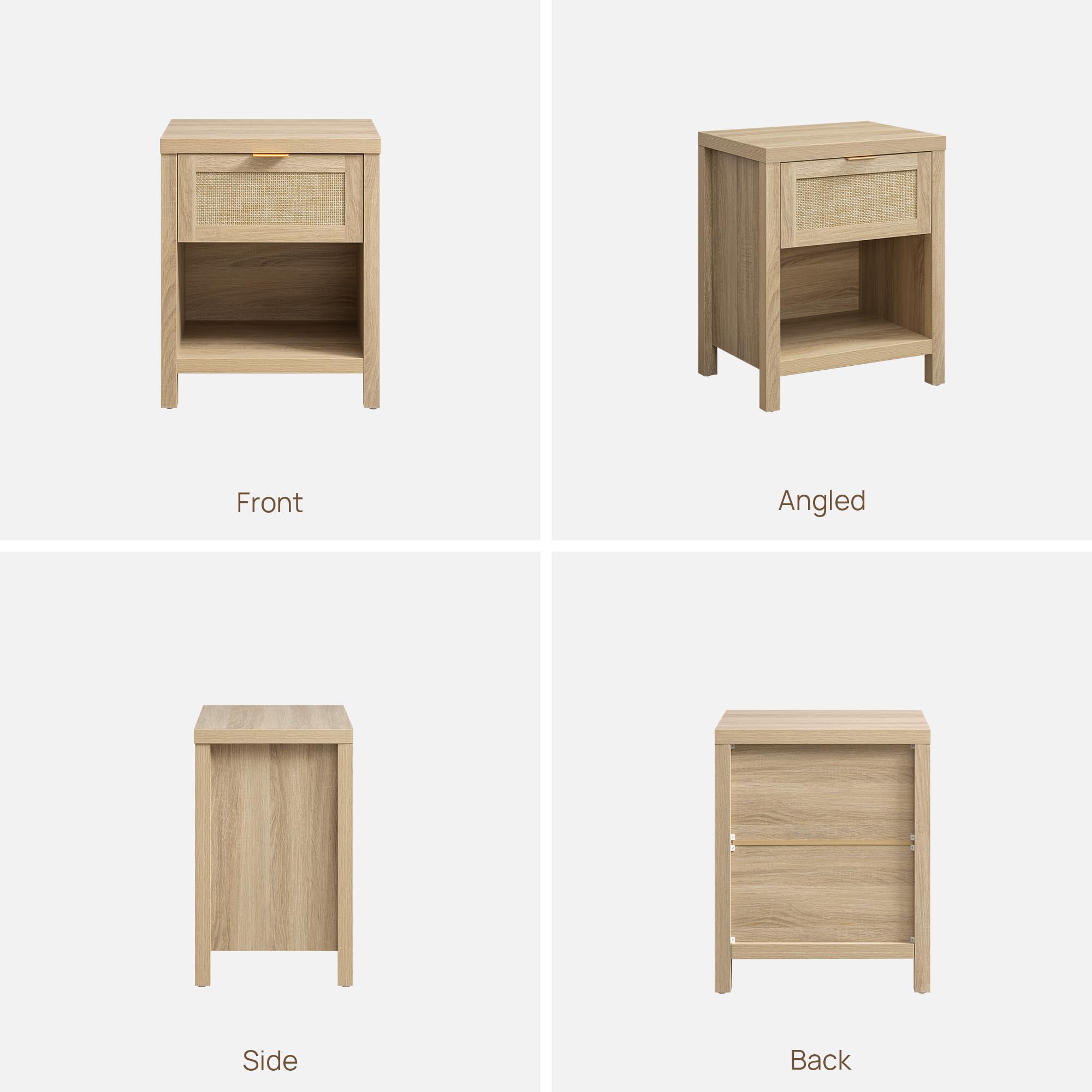 Rattan Nightstand Set - Light Oak