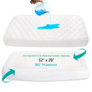 Waterproof Crib Mattress Protector - White
