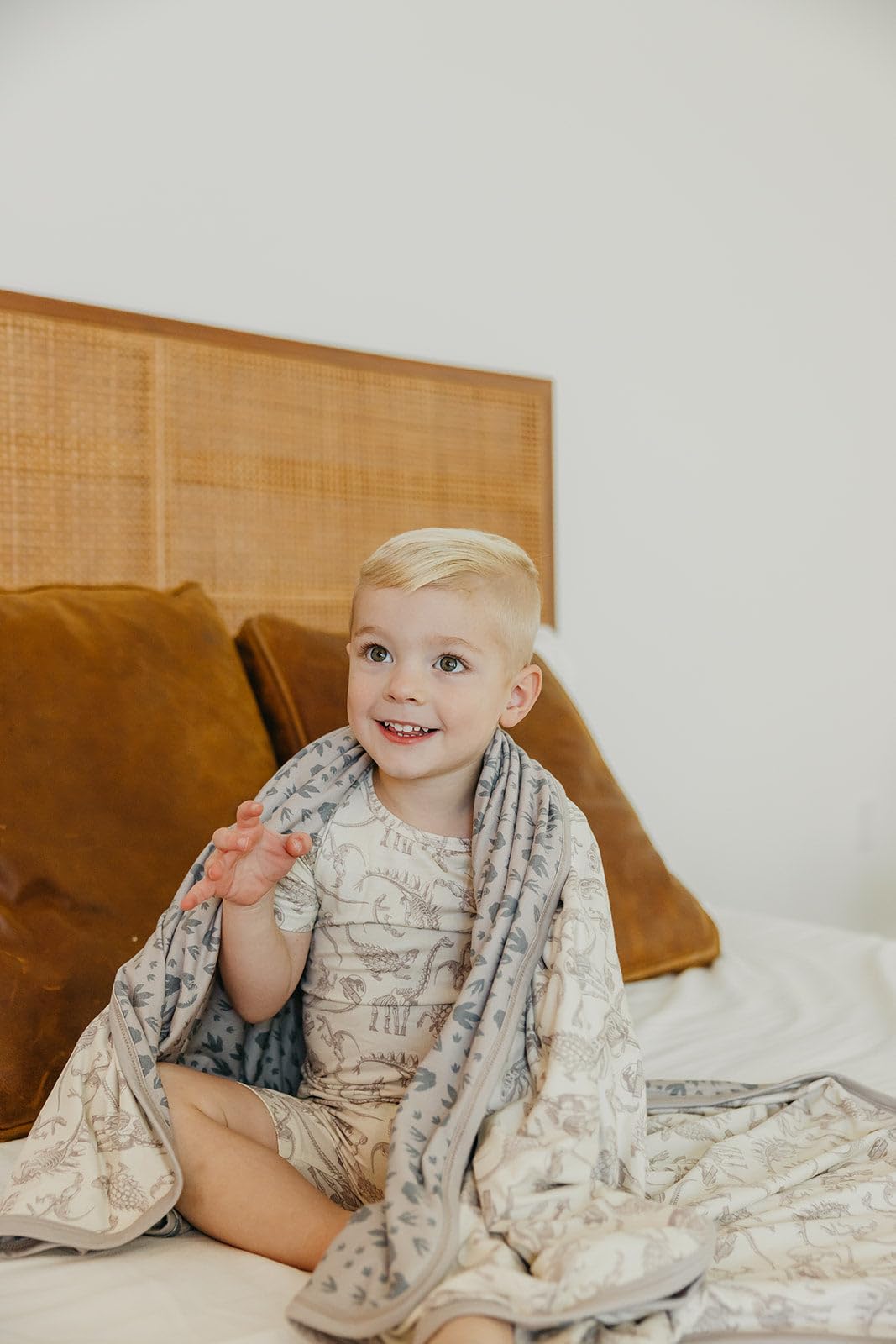 Jumbo Baby Quilt Blanket - Jurassic Fossils Pattern