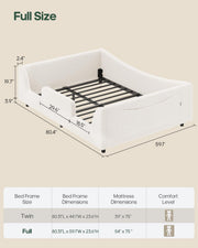 Full Montessori Floor Bed with Safety Rails - Beige