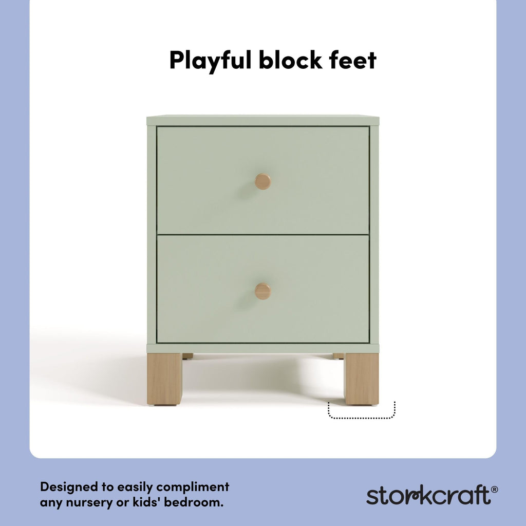 2-Drawer Kids Nightstand - Sage & Driftwood
