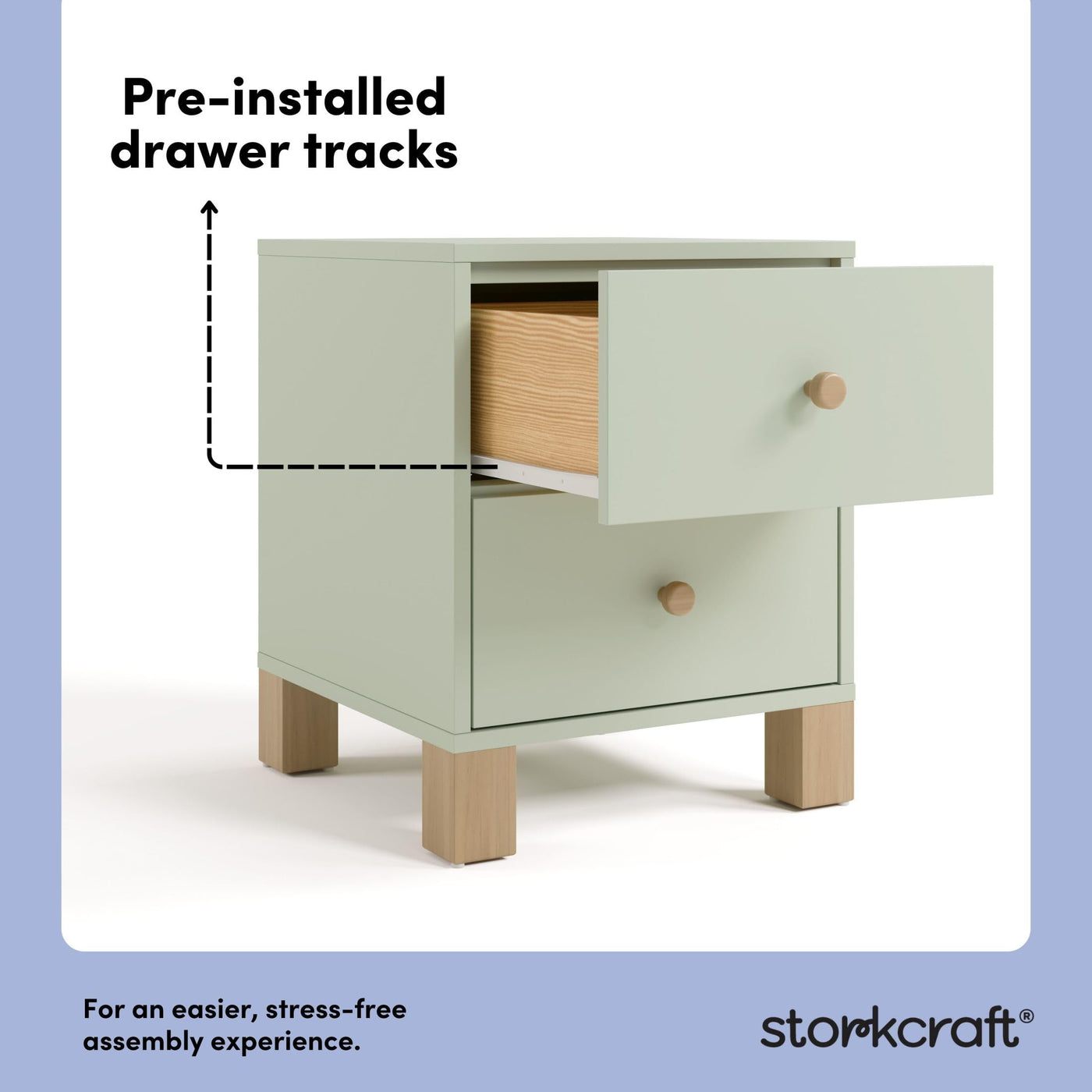 2-Drawer Kids Nightstand - Sage & Driftwood