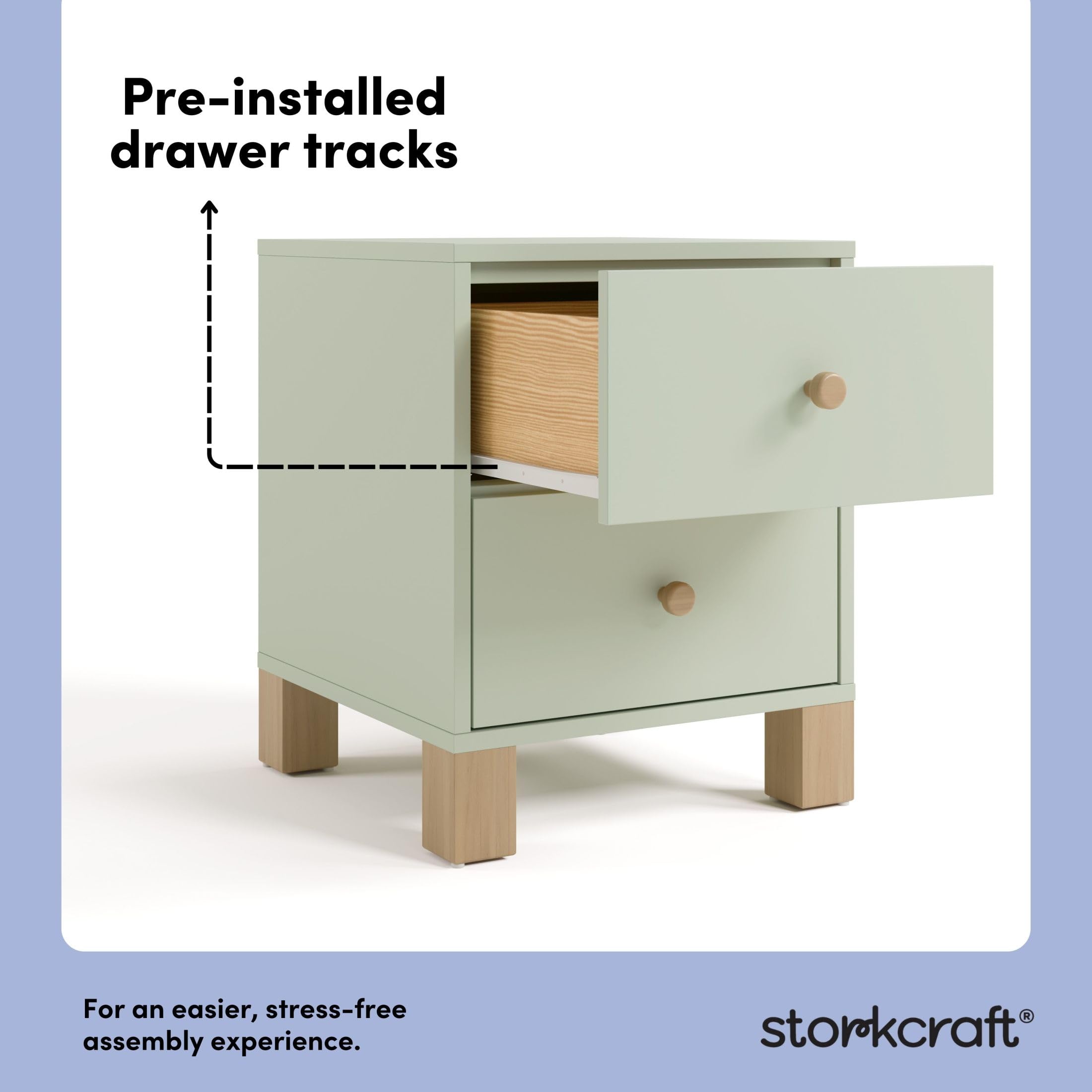 2-Drawer Kids Nightstand - Sage & Driftwood
