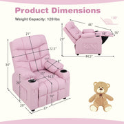 Kids Recliner Chair with Cup Holder - Pink