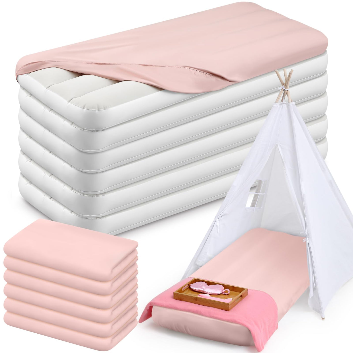 Kids Inflatable Air Mattress Set - Pink (6-Pack)