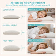 LOFE® Adjustable Kids Pillow 16x22, Youth Pillow for Kids Ages 4-12