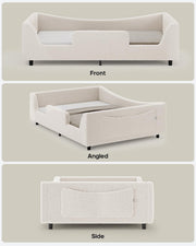 Full Montessori Floor Bed with Safety Rails - Beige