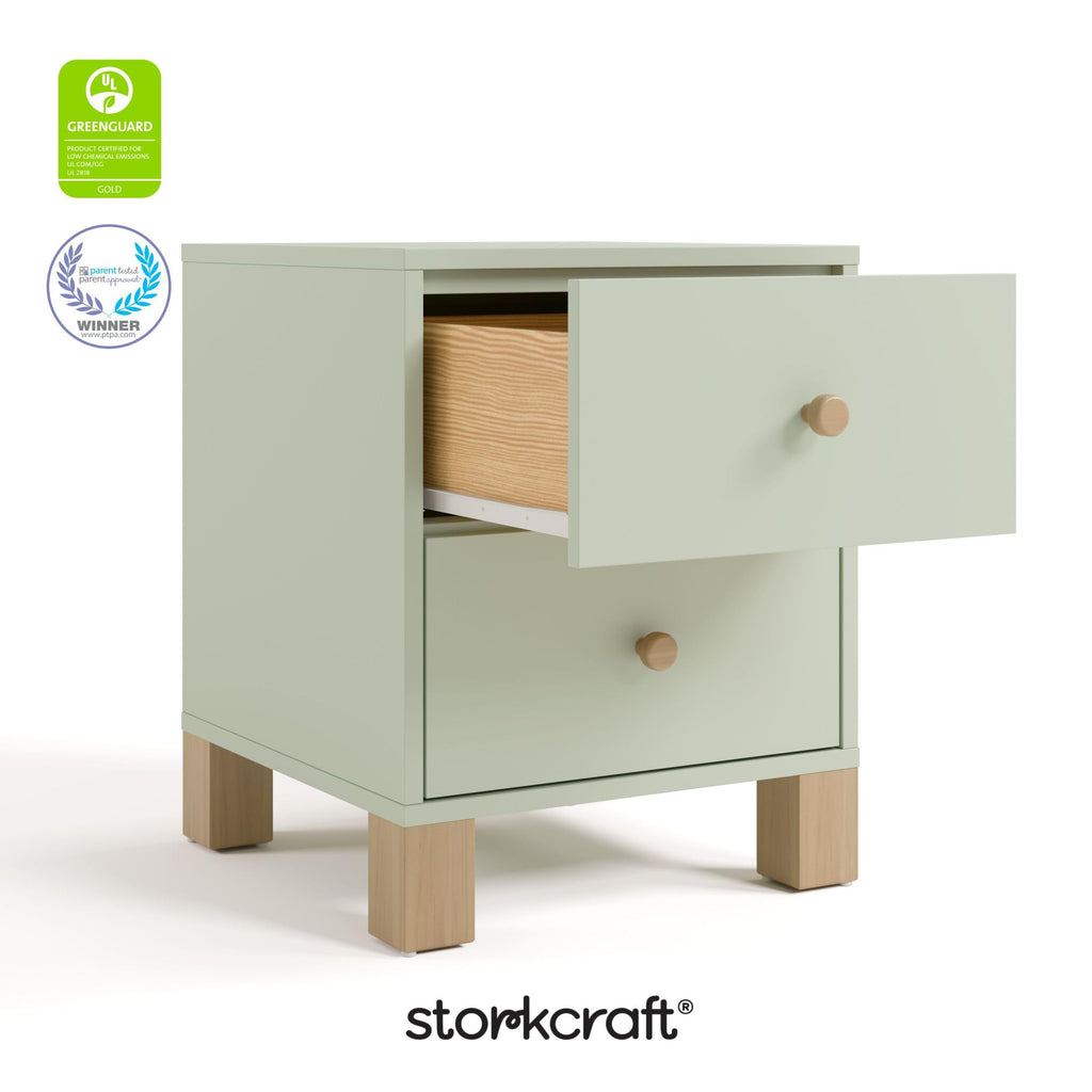 2-Drawer Kids Nightstand - Sage & Driftwood