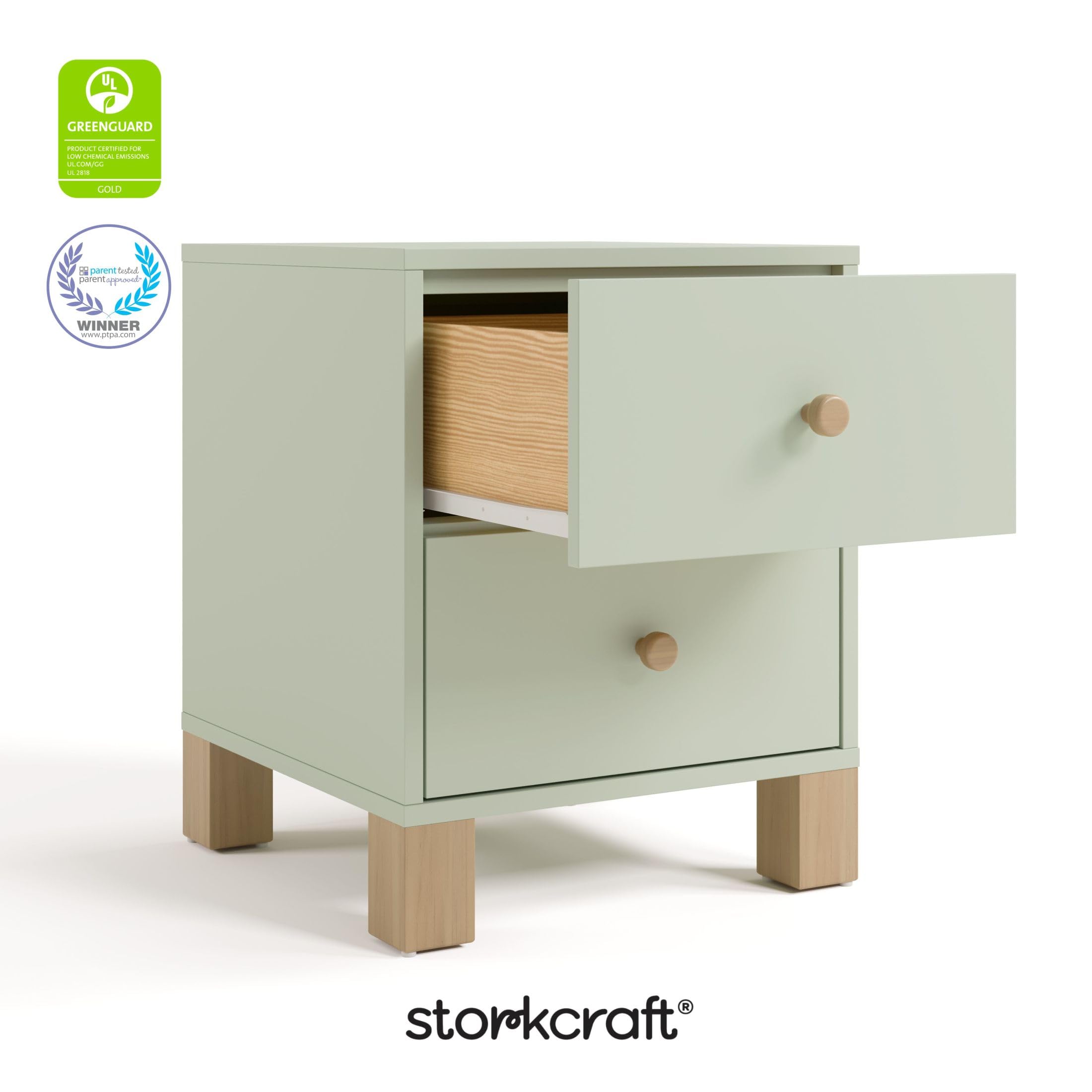 2-Drawer Kids Nightstand - Sage & Driftwood