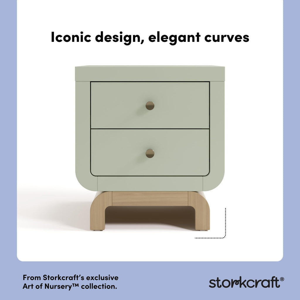 2-Drawer Kids Nightstand - Sage & Driftwood