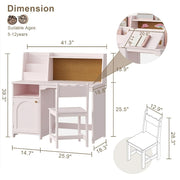Kids Study Desk & Chair Set with Hutch - Pink