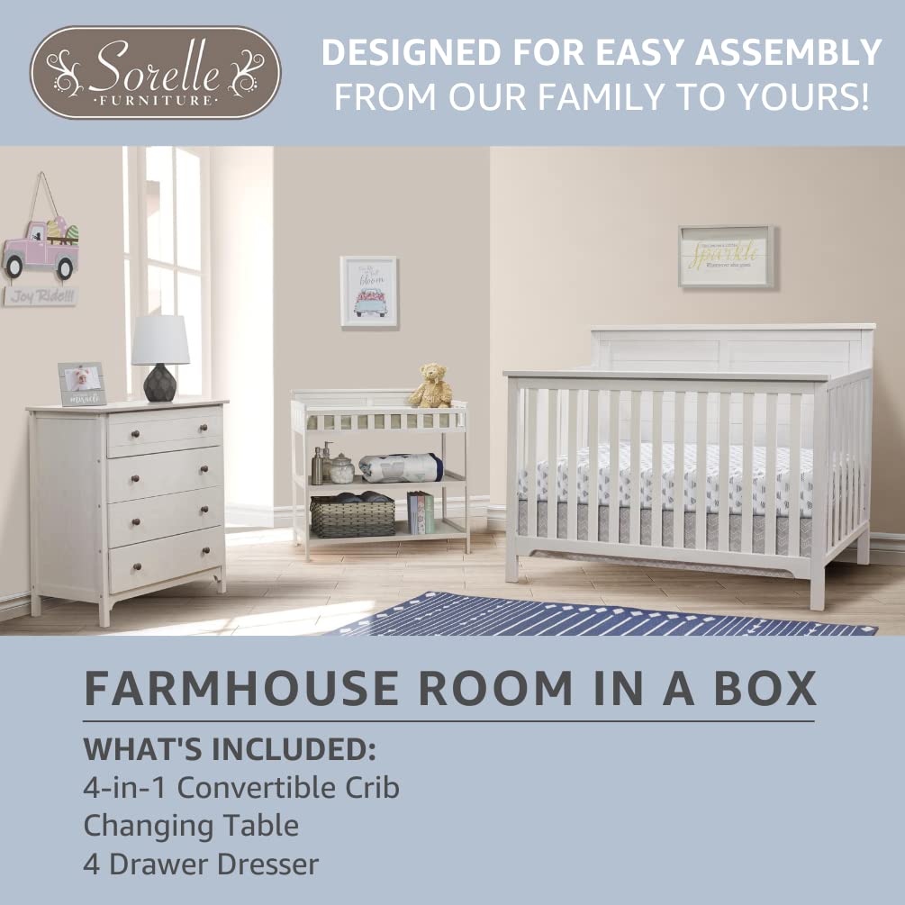 Farmhouse Nursery Furniture Set - Weathered White