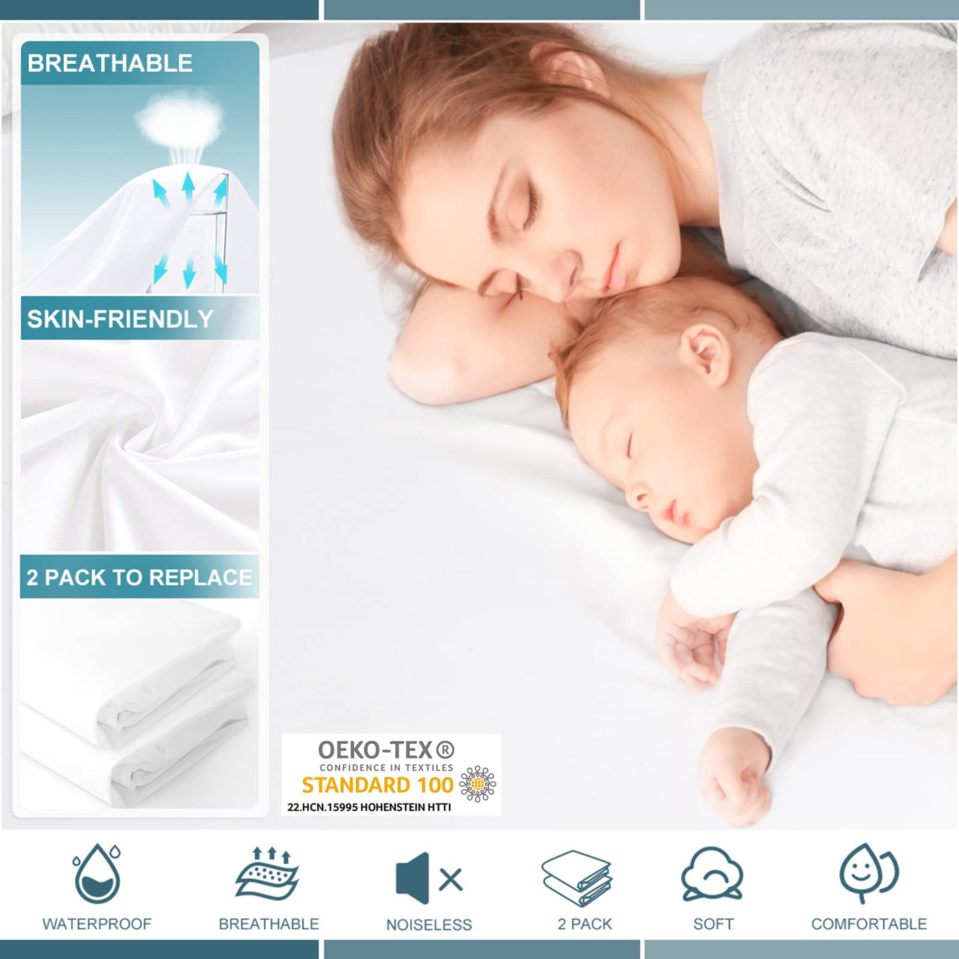 Waterproof Twin Mattress Protector - 2-Pack