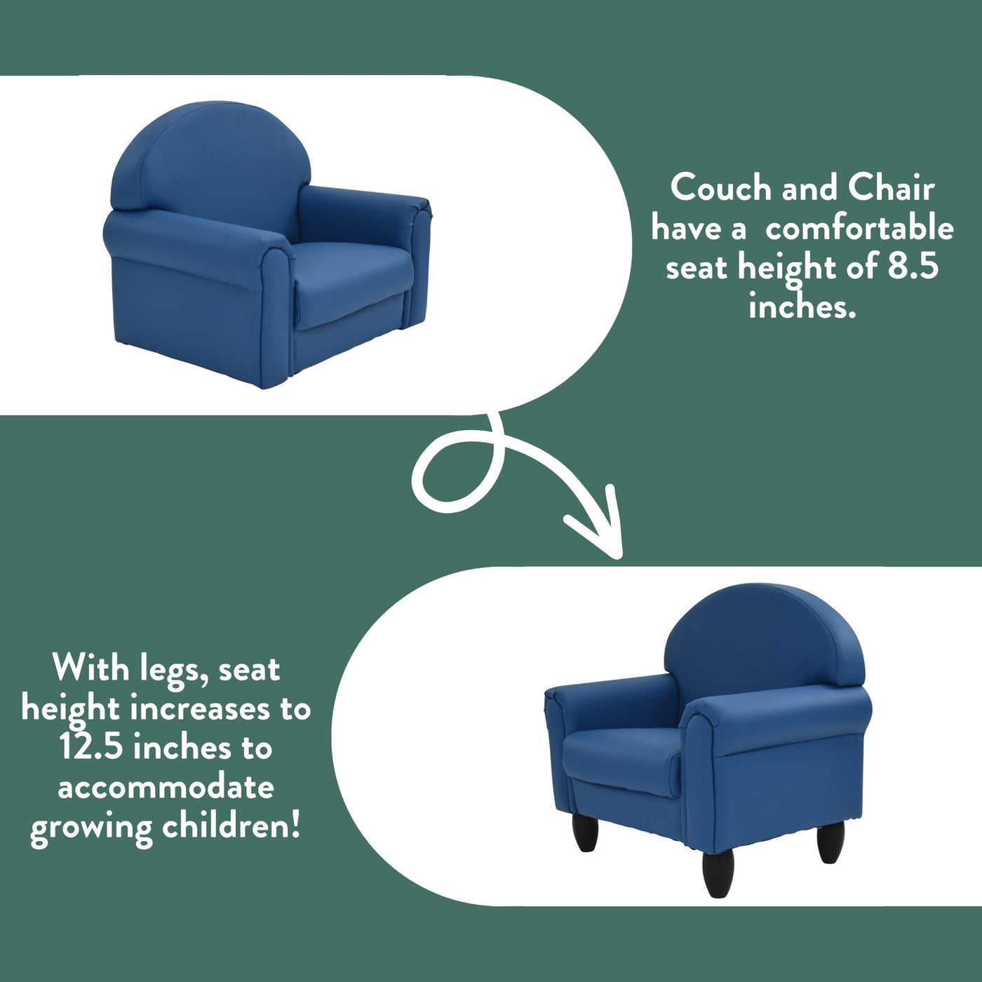 Kids Chair & Couch Set - Deep Water