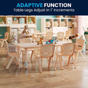 Adjustable Kids Activity Table & 6 Chairs Set - Natural
