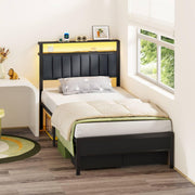 Twin Storage Bed with LED Lights & Charging Station