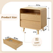Nightstand with Charging Station - Oak