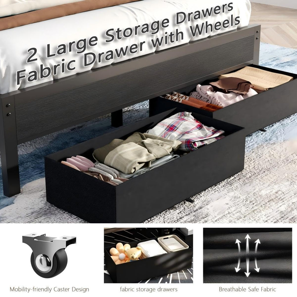 Twin Storage Bed with LED Lights & Charging Station