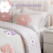 Kids Chenille Comforter Set - White/Purple (4-Piece)