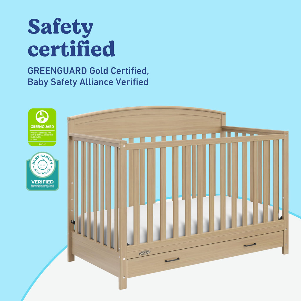 5-in-1 Convertible Crib with Drawer - Driftwood