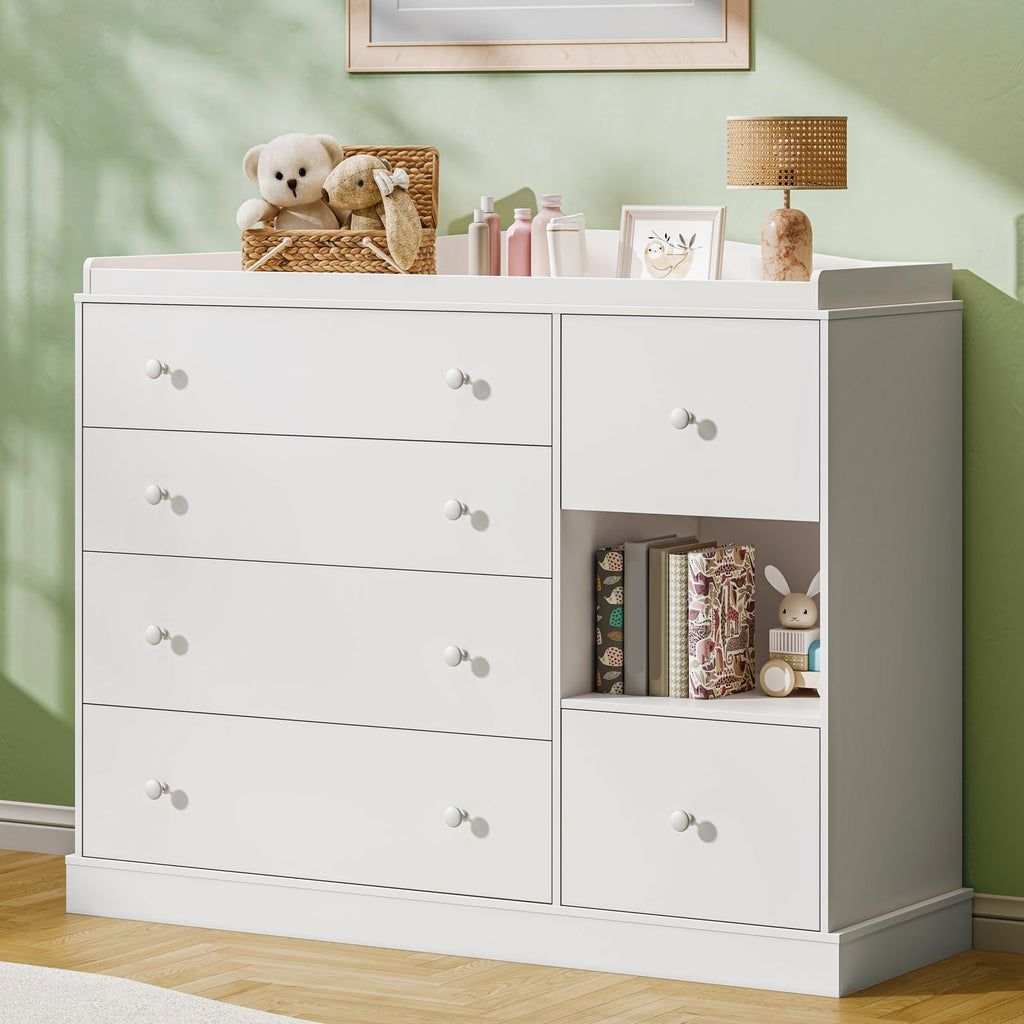 Kids 6-Drawer Dresser & Changing Table - White
