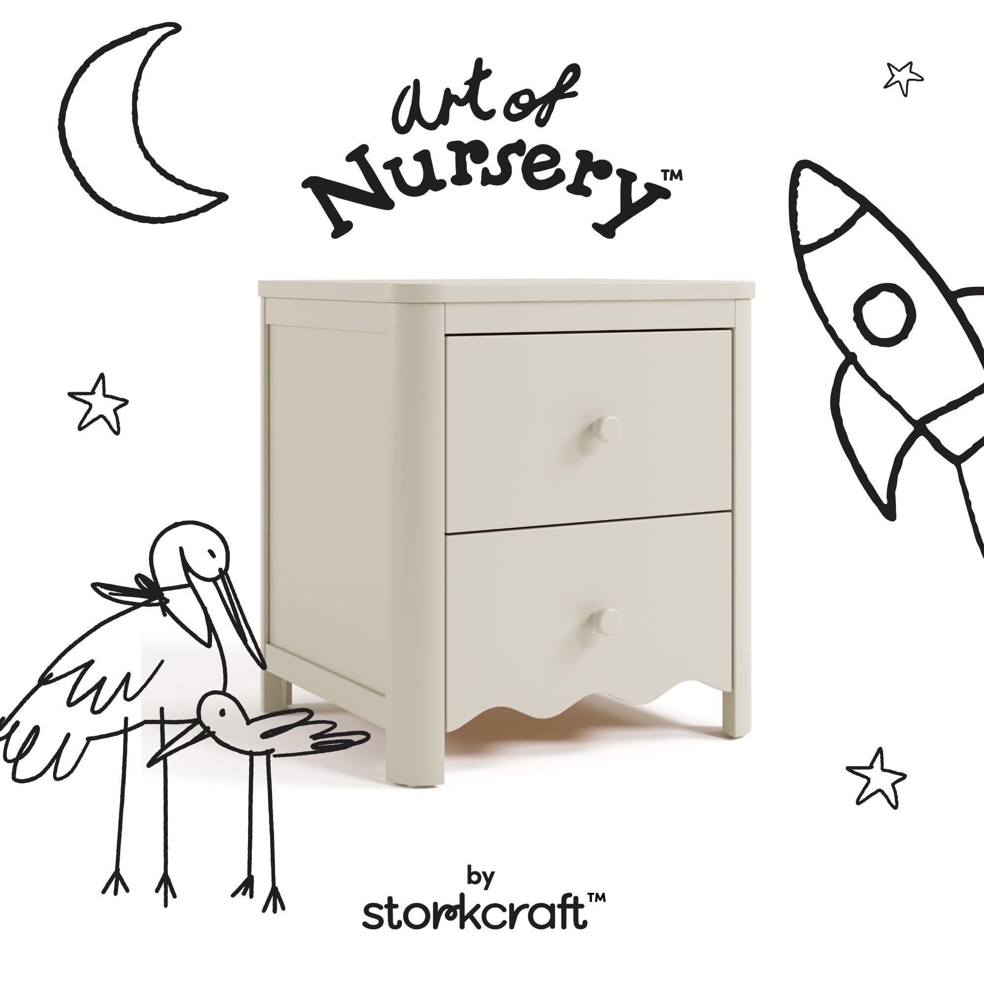 2-Drawer Kids Nightstand - Frosted Oat