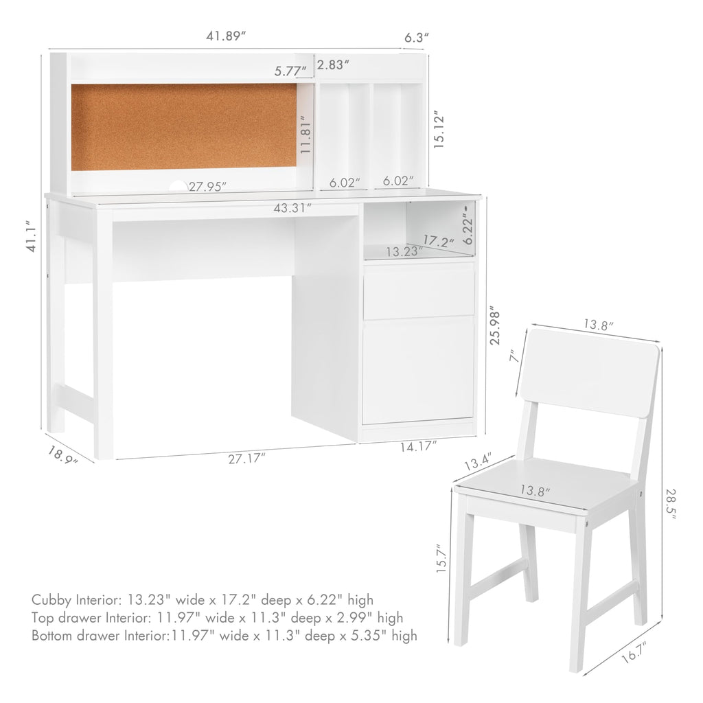 Kids Study Desk & Chair Set with Storage