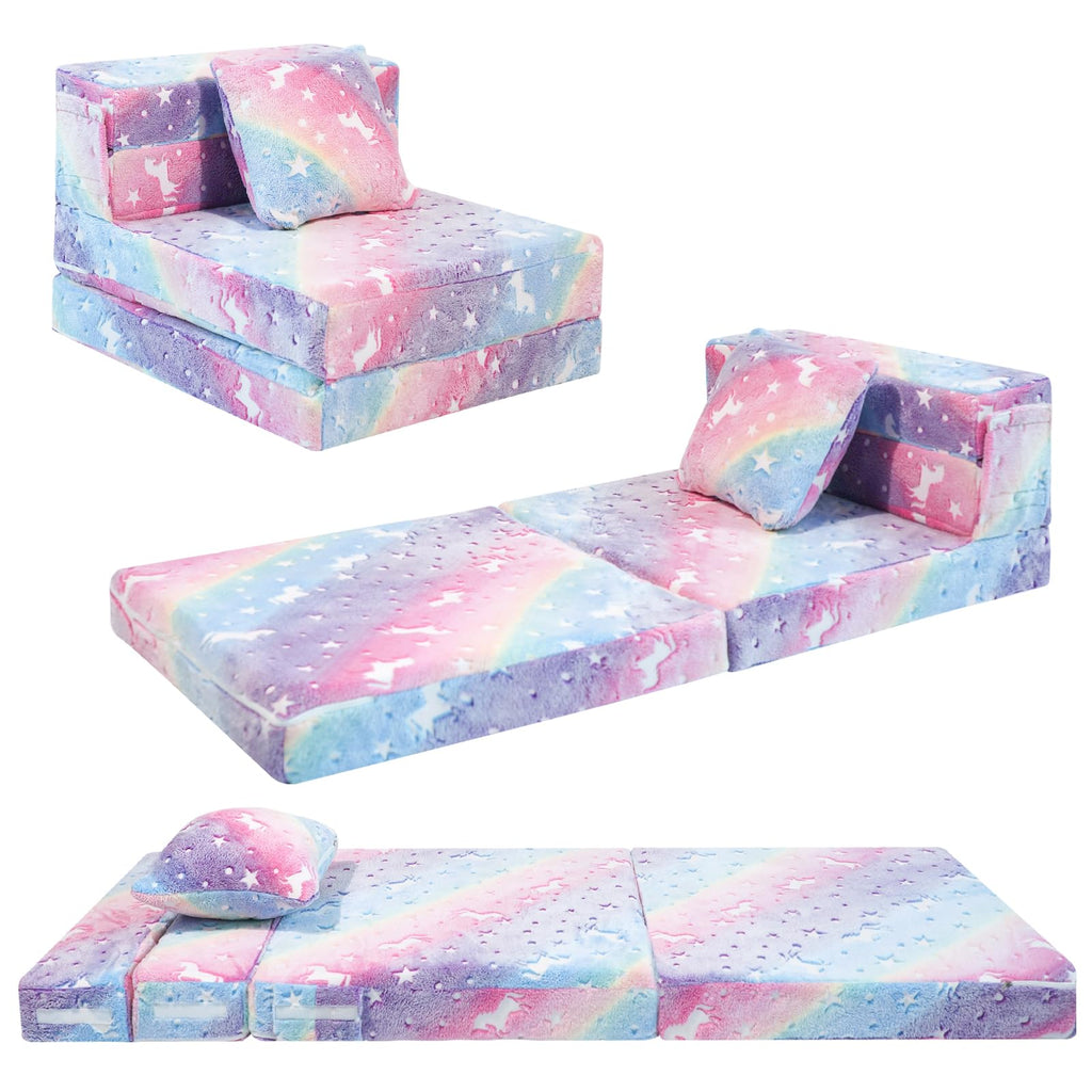 Kids Unicorn Tri-Fold Sofa Bed