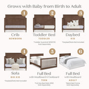 6-in-1 Convertible Crib - Teak Brown