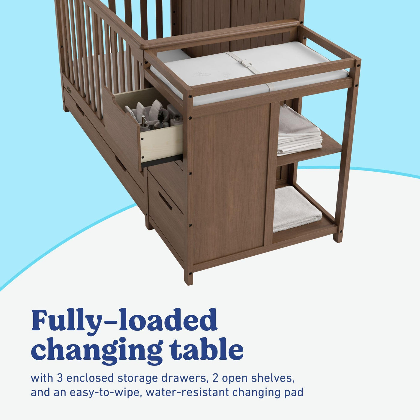 5-in-1 Convertible Crib & Changer - Hazelnut