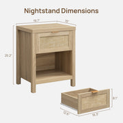 Rattan Nightstand Set - Light Oak