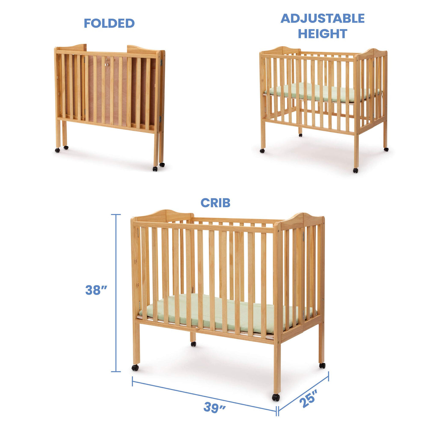 Portable Mini Baby Crib - Natural