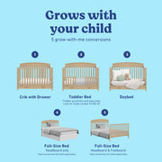 5-in-1 Convertible Crib with Drawer - Driftwood