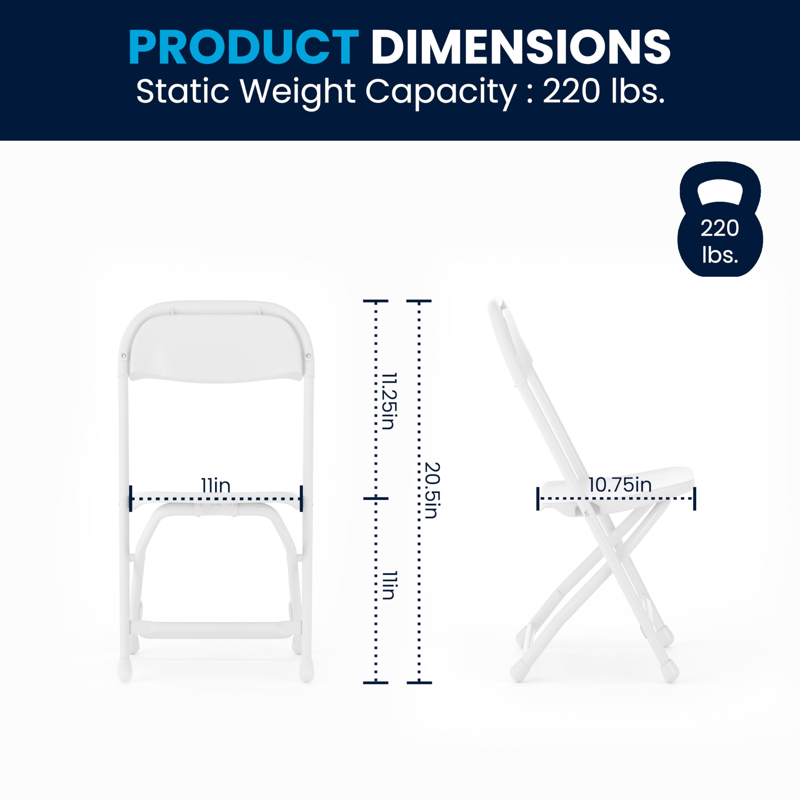 Kids Folding Chair Set - White (10-Pack)