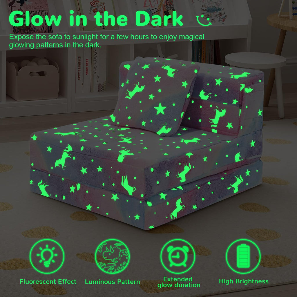 Kids Unicorn Tri-Fold Sofa Bed