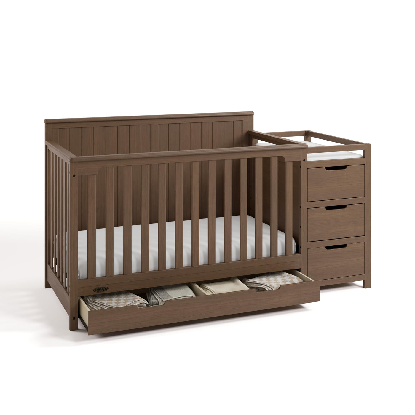 5-in-1 Convertible Crib & Changer - Hazelnut
