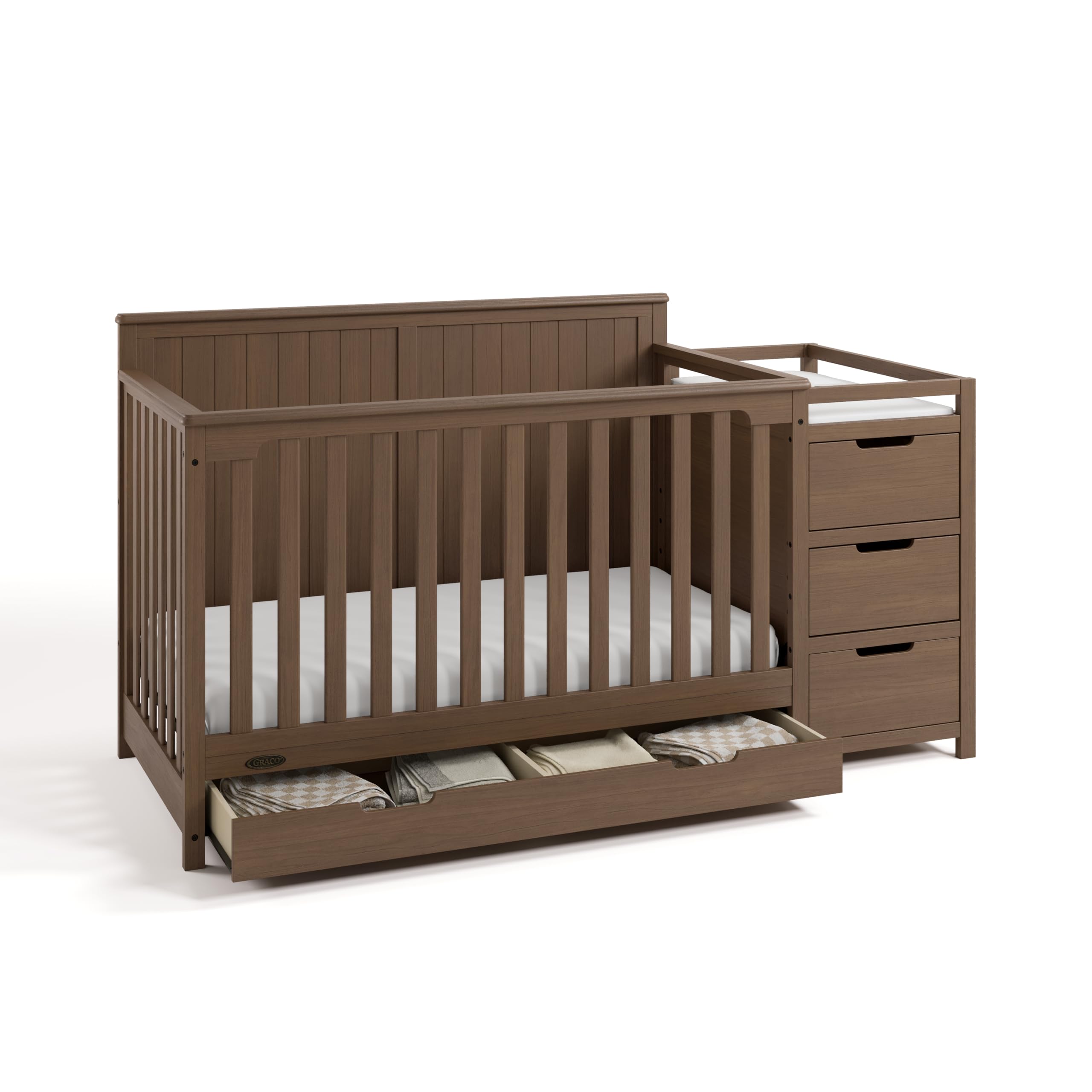 5-in-1 Convertible Crib & Changer - Hazelnut