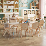 Adjustable Kids Activity Table & 6 Chairs Set - Natural