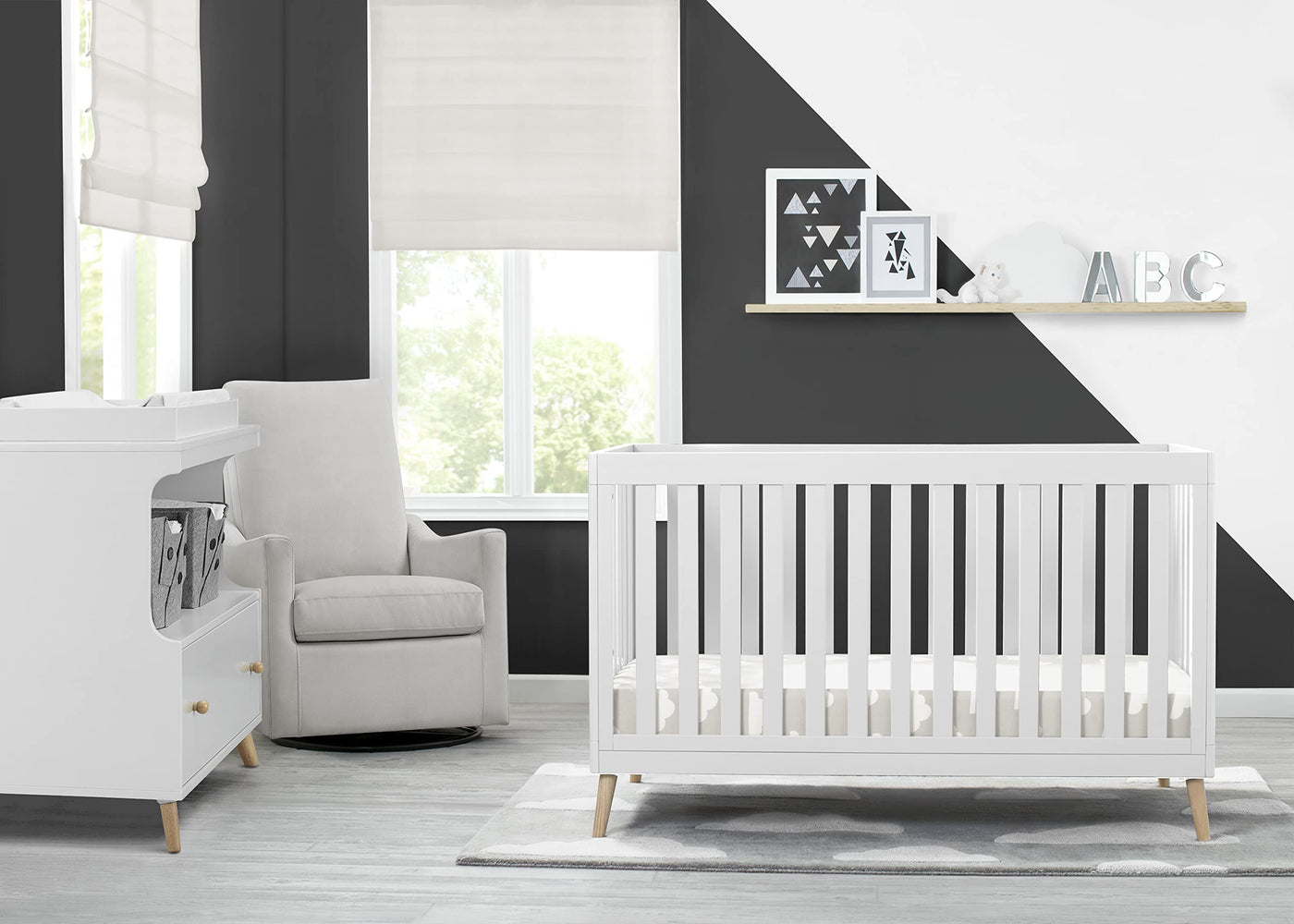 Convertible Baby Crib - White/Natural