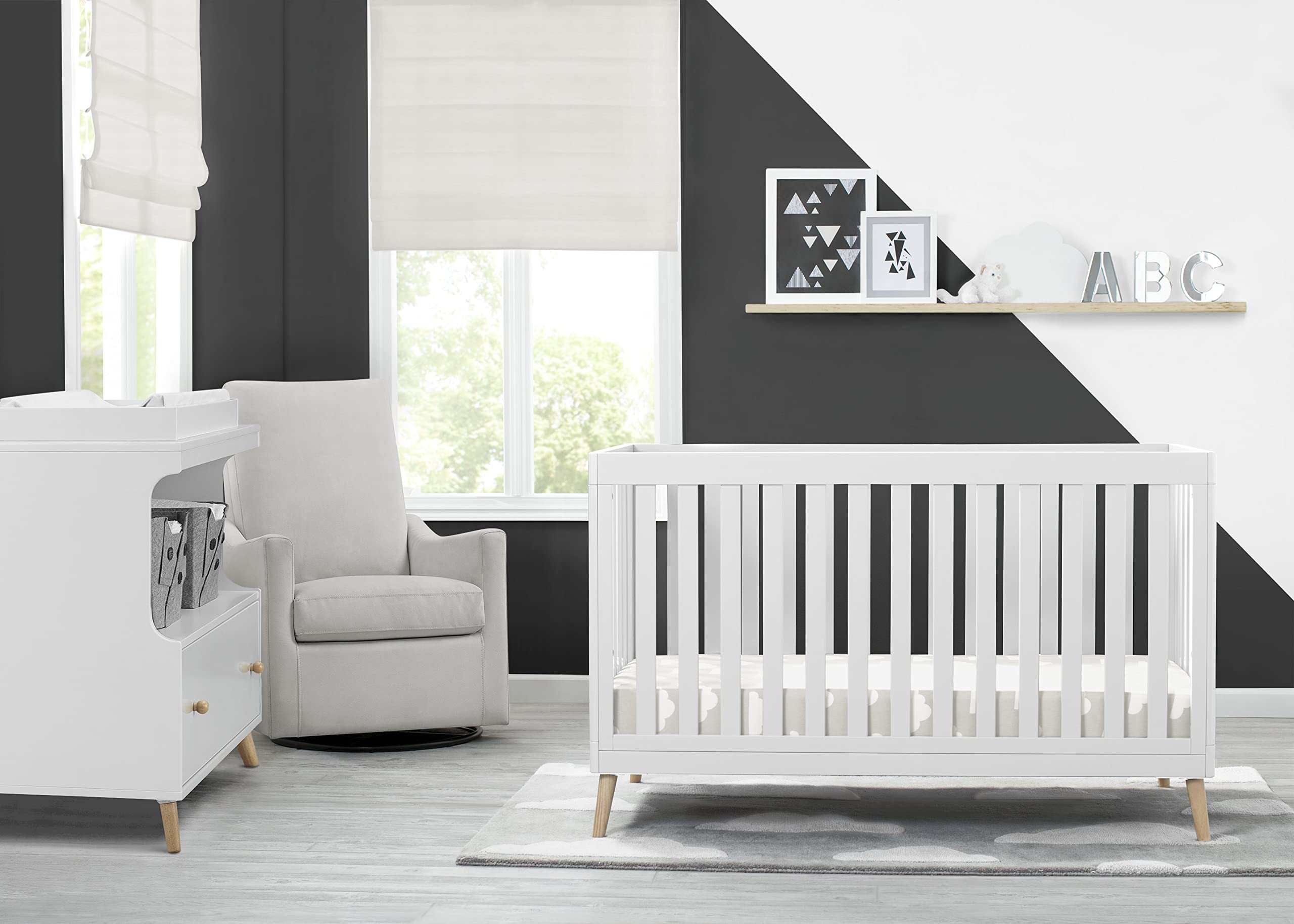 Convertible Baby Crib - White/Natural