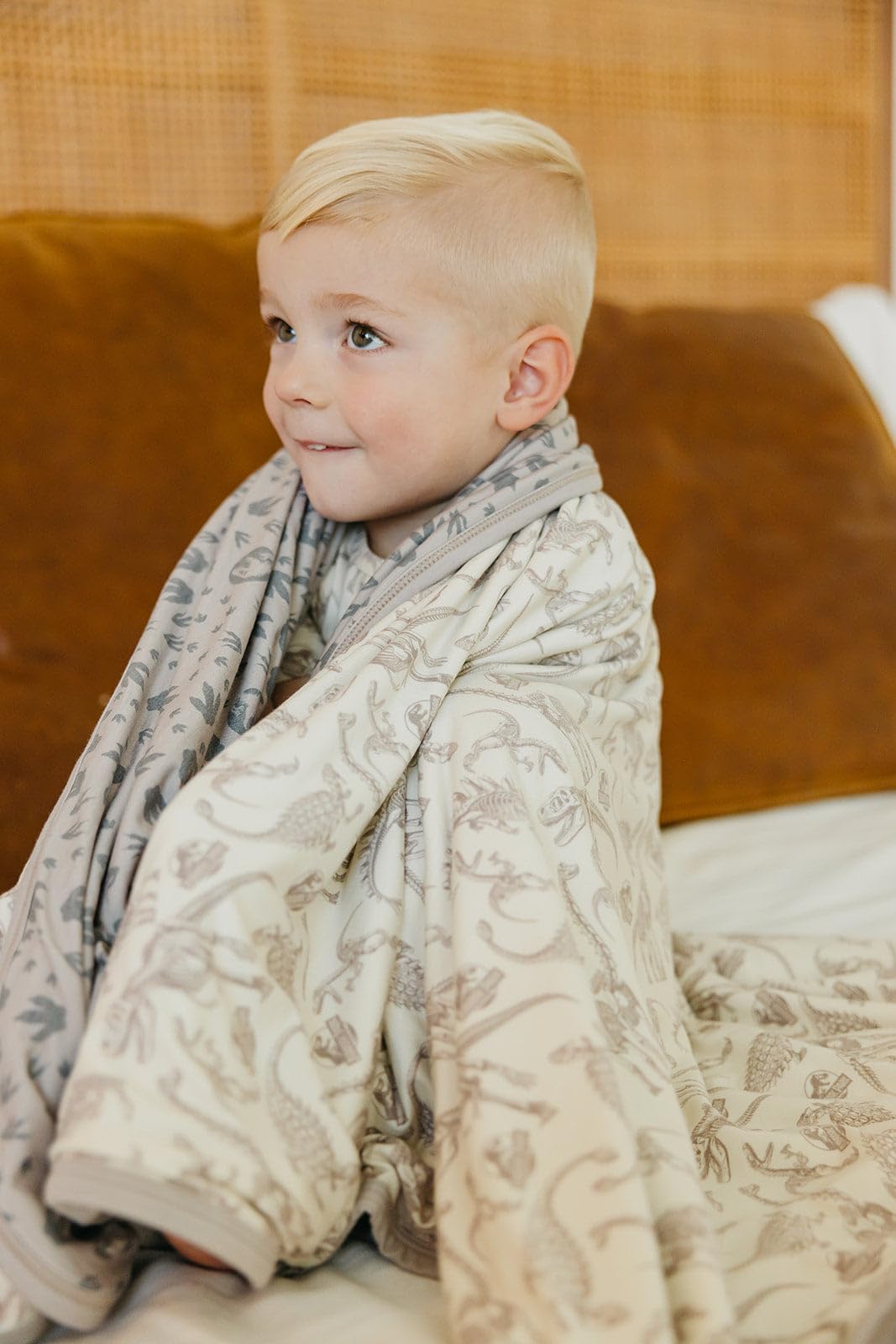 Jumbo Baby Quilt Blanket - Jurassic Fossils Pattern