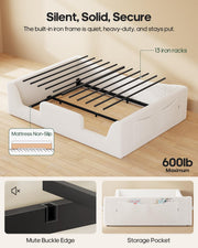 Full Montessori Floor Bed with Safety Rails - Beige