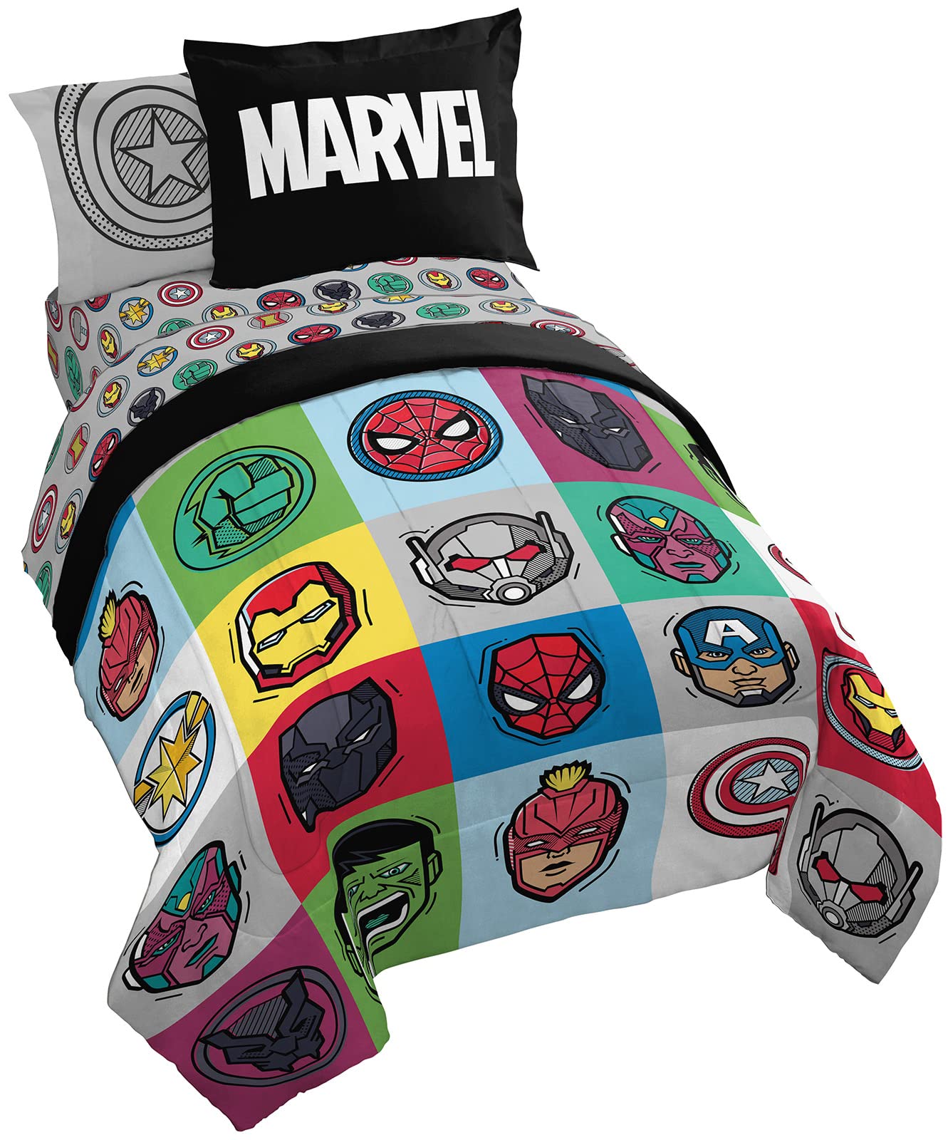 Kids Twin Bedding Set - Avengers Theme (5-Piece)