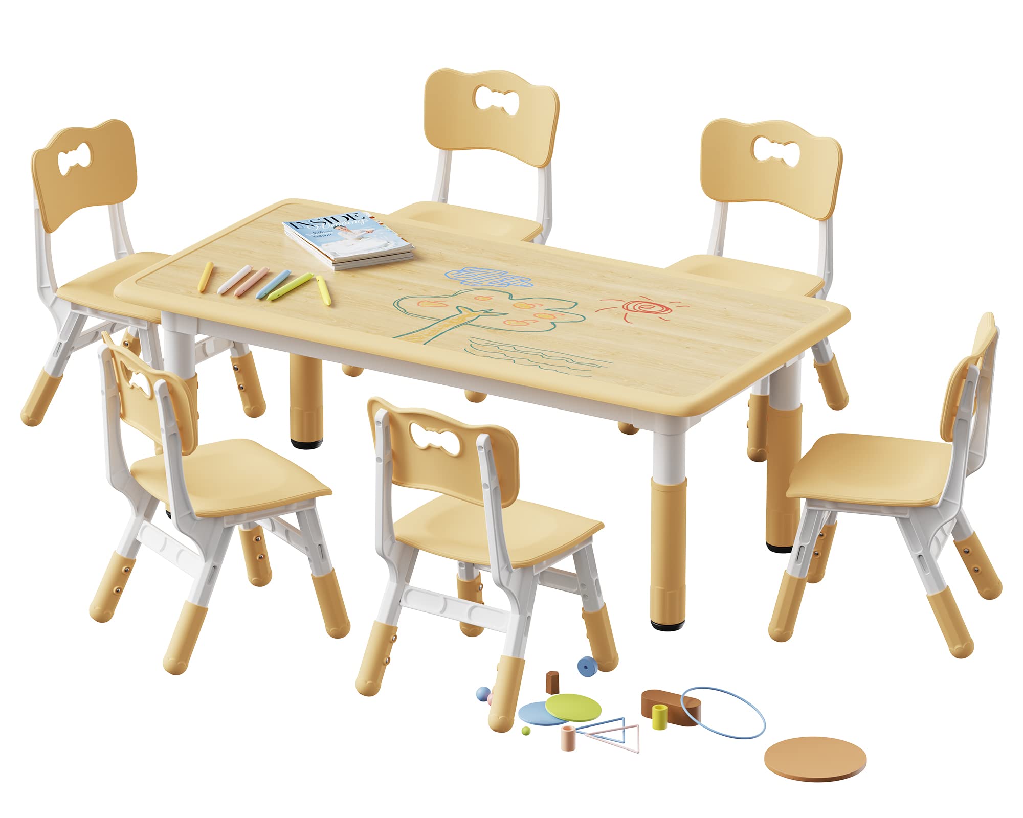 Kids Activity Table & 6 Chairs Set