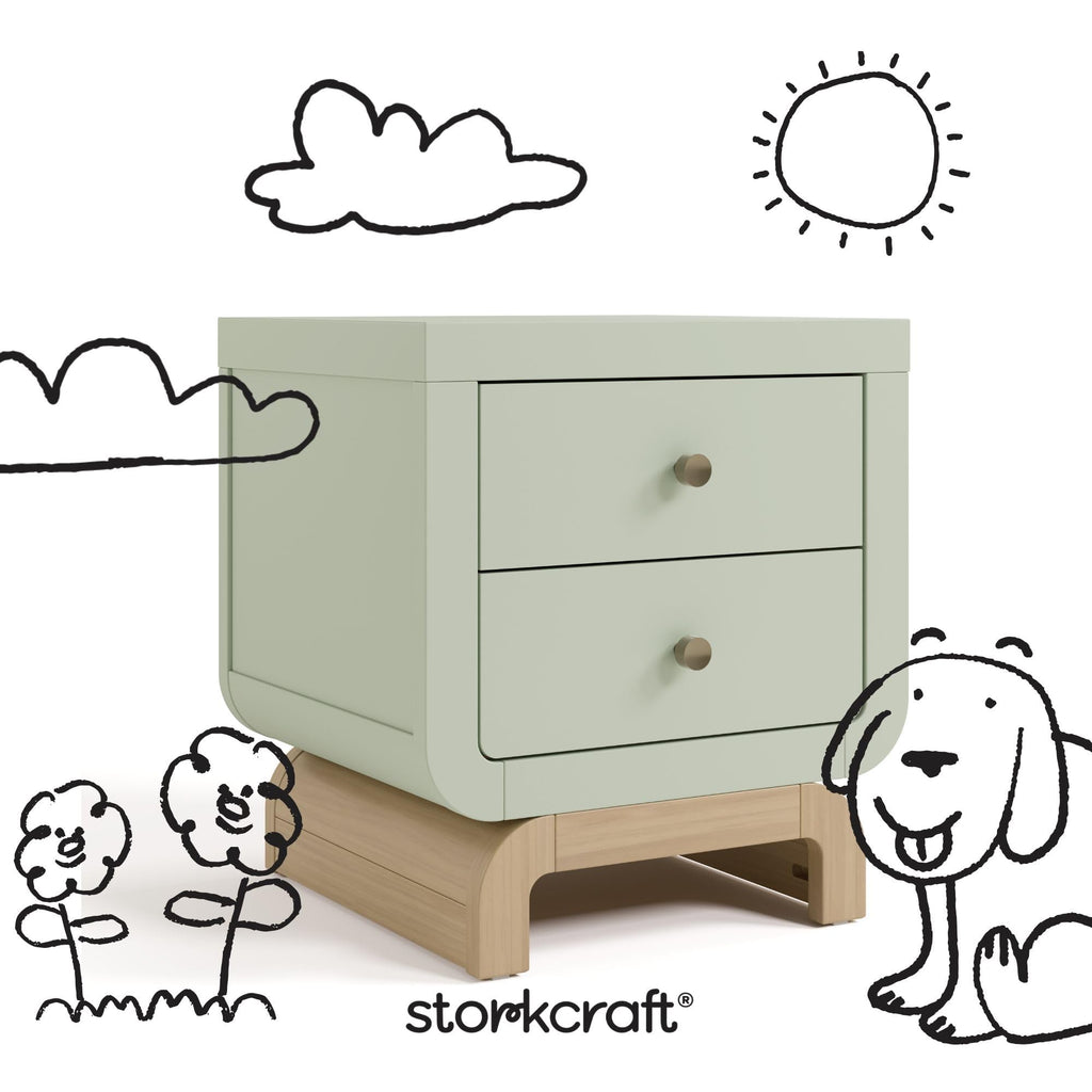 2-Drawer Kids Nightstand - Sage & Driftwood