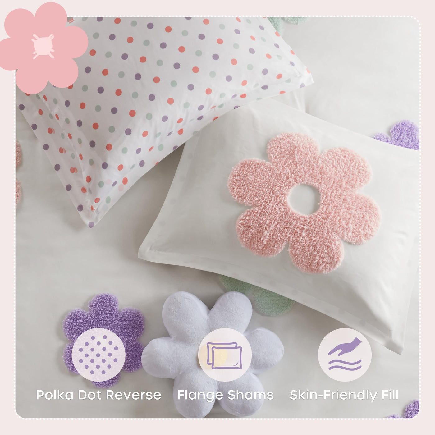 Kids Chenille Comforter Set - White/Purple (4-Piece)